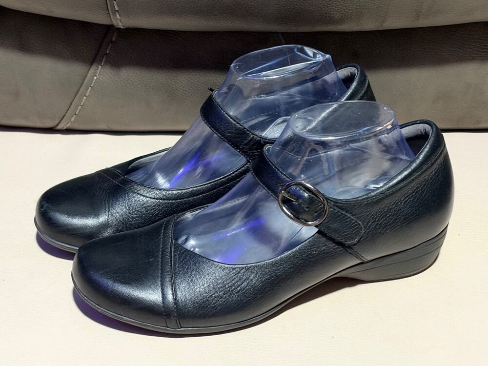 Dansko Women's Black Leather Mary Jane Comfort Shoes Strap Buckle Heels Size 40